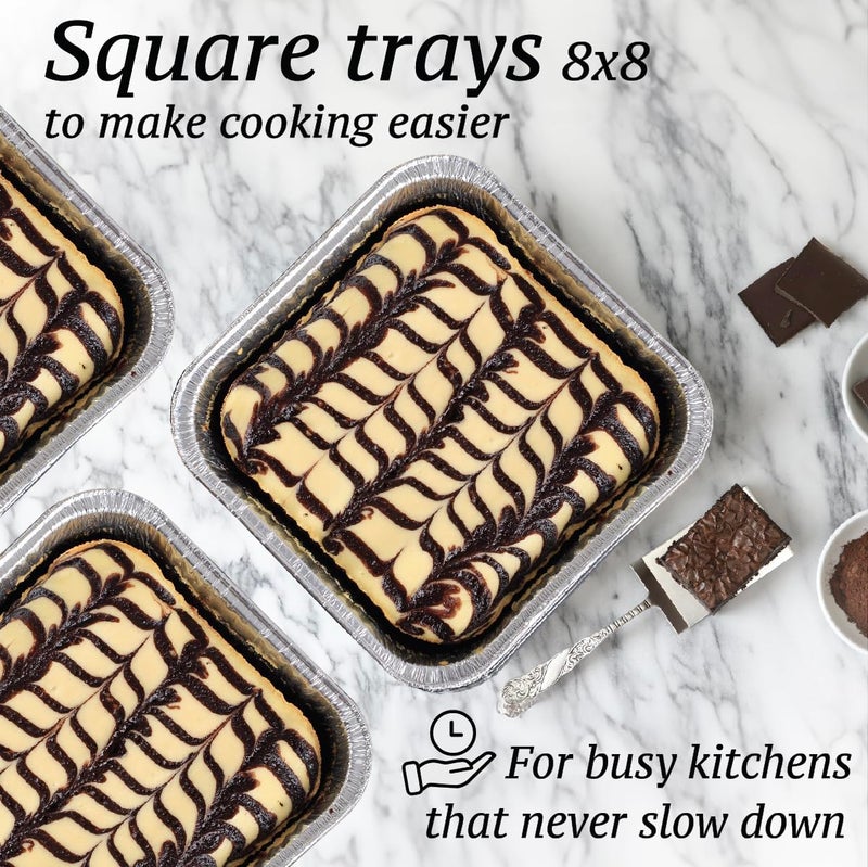 Spare Essentials 8x8 Foil Pans (55 Pack) - 8 Inch Square Aluminum Pans - Disposable Baking Pans for Heating, Prepping Food & Baking Cakes - Aluminum Baking Pans Disposable - 8 x 8 Baking Pan - Bottom: 6.5x6.5 - Image 5